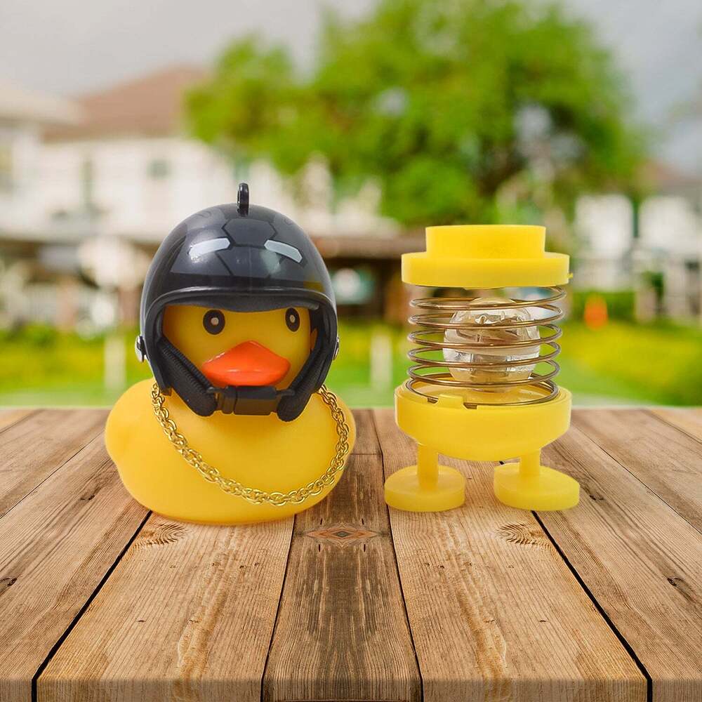 Spring Dolls Dance Toy Duck Car Bicycle Bell with Propeller Helmet