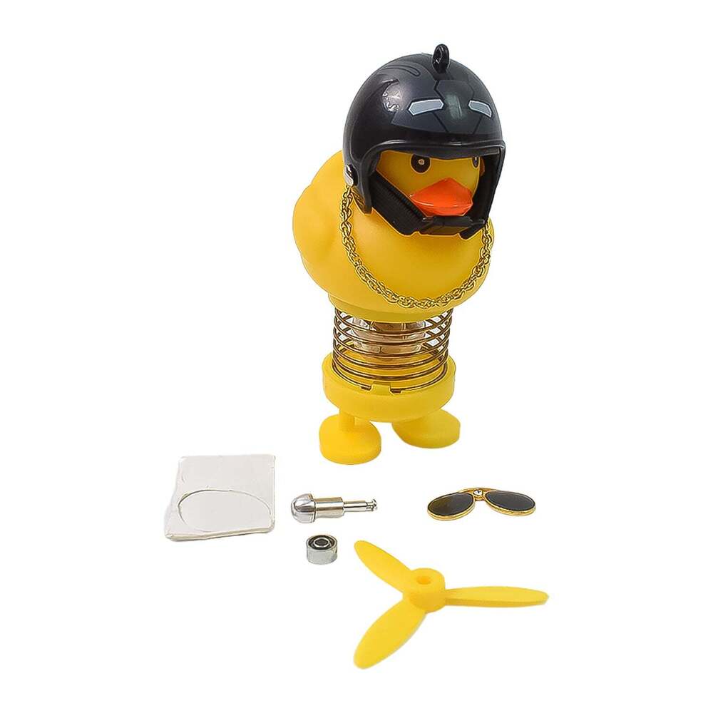 Spring Dolls Dance Toy Duck Car Bicycle Bell with Propeller Helmet