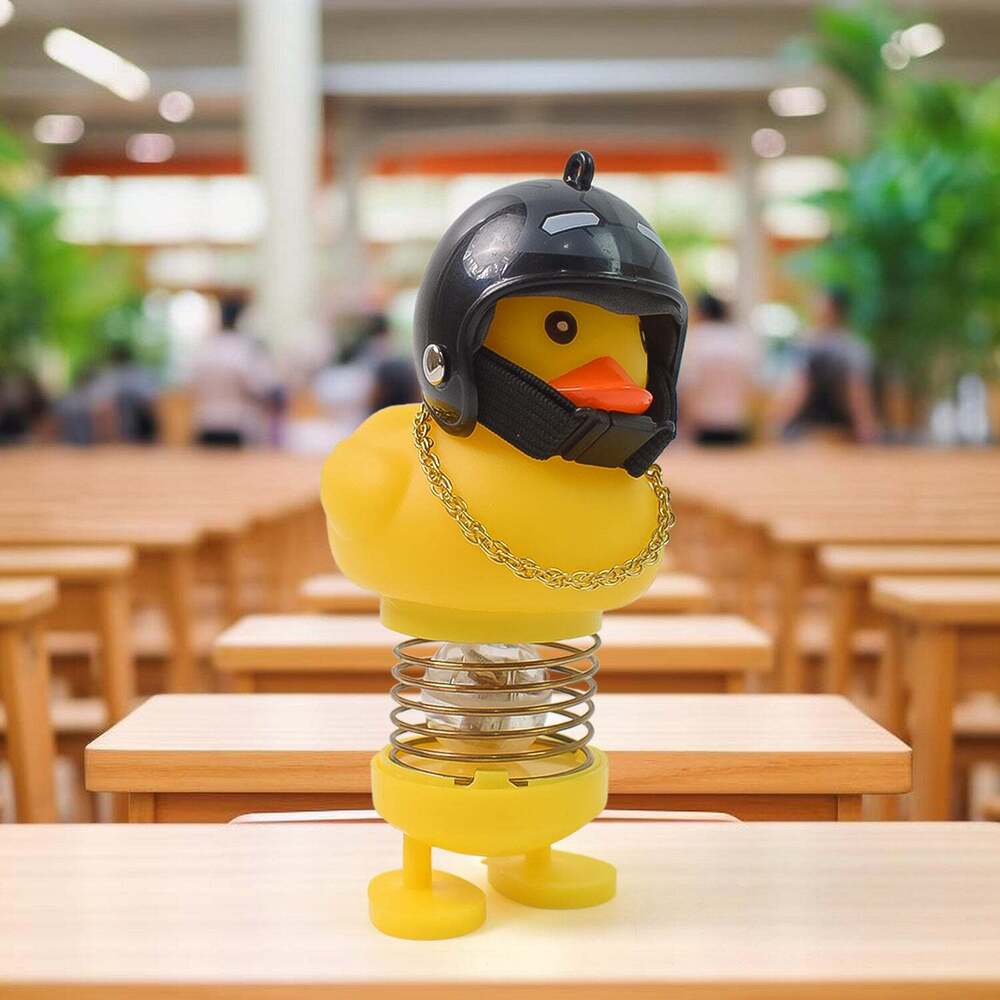 Spring Dolls Dance Toy Duck Car Bicycle Bell with Propeller Helmet