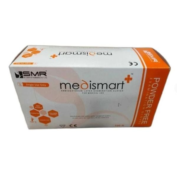 Medismart Powder Free Surgical Latex Gloves - Latex Material, Mid Forearm Length, Creamy White Color | Ambidextrous, Smooth Surface, Textured Fingertips, Sterile