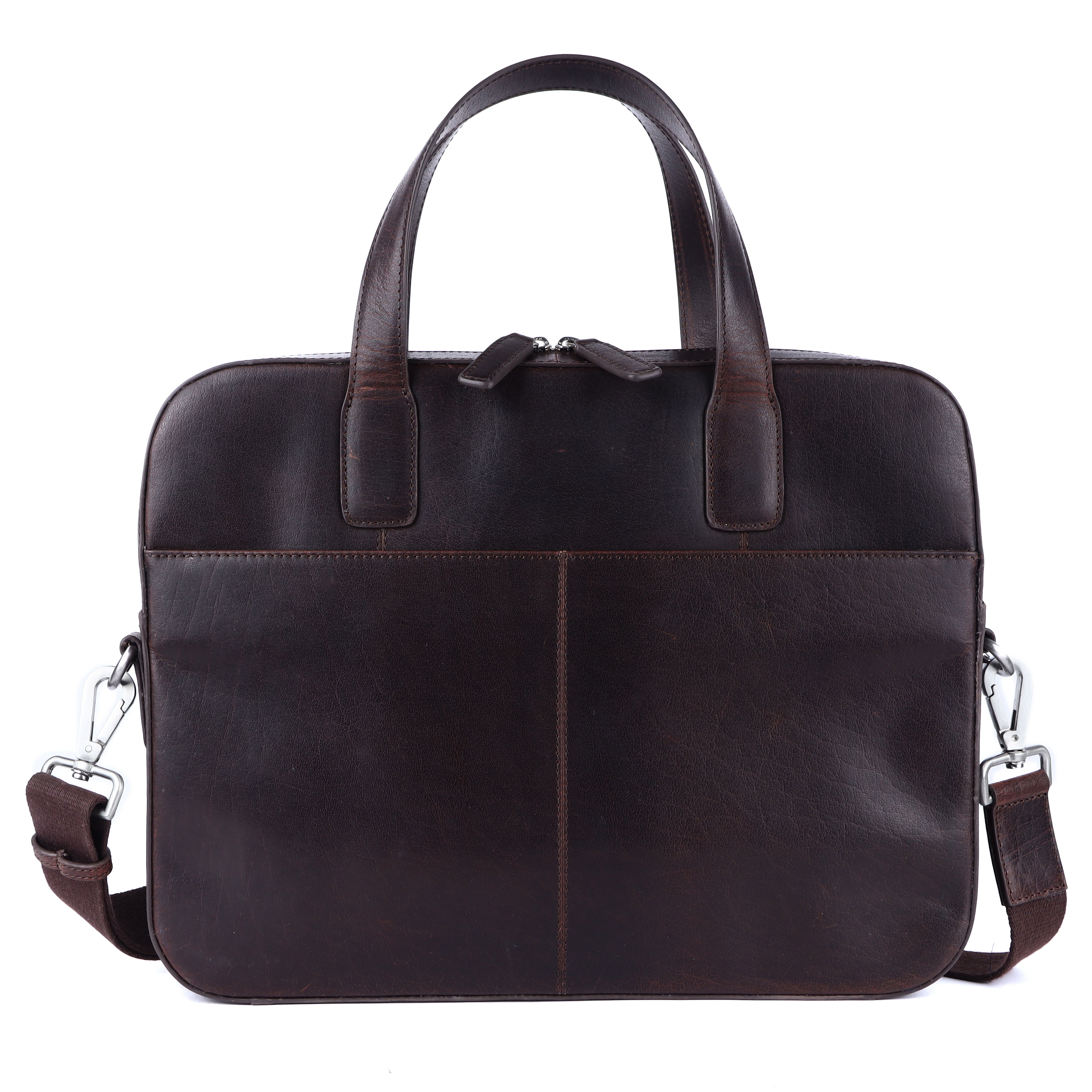 Executive Luxe Leather Briefcase Cum Hand Bag - Color: Dark Brown