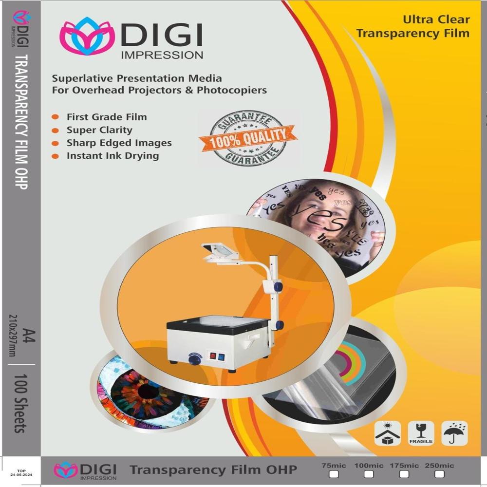 Digi Impression A4 OHP Sheets 100 Mic (Overhead Projection Sheet)