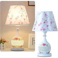 Ceramic Table Lamp - 450x260mm | Energy Saving, White Metal/fabric Design