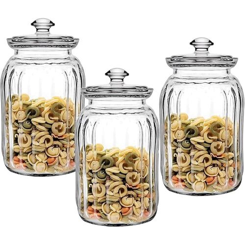 Transparent Glass Food Jar - Pattern: Plain