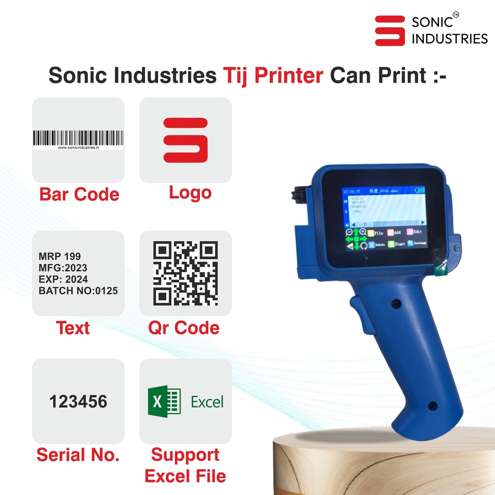 Sonic Industries Mini Pro for printing date,Mrp,Exp.logo,Serial no & etc.