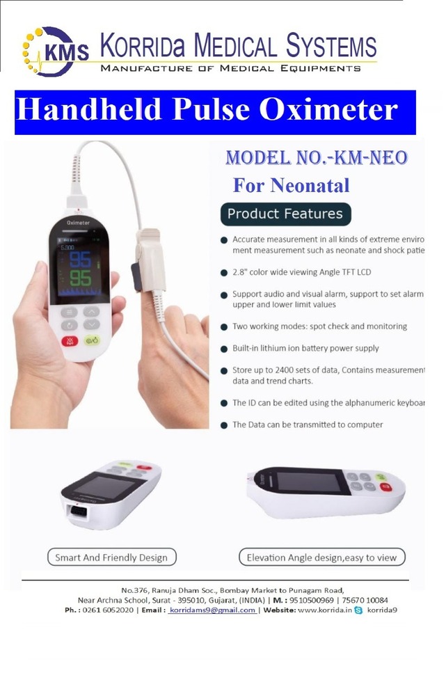 Handle Hand Pulse Oximeter - Color Code: White