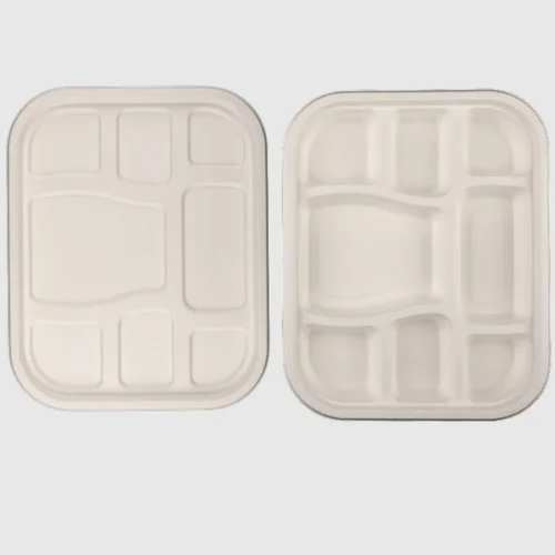 Biodegradable 8 Compartment Tray & Lid - Natural Disposable