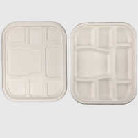 Biodegradable 8 Compartment Tray & Lid - Natural Disposable