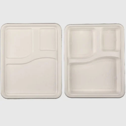 Biodegradable 3 Compartment Tray & Lid - Natural Disposable