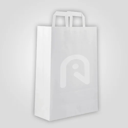 Hotpack White Flat Handle Paper Bag