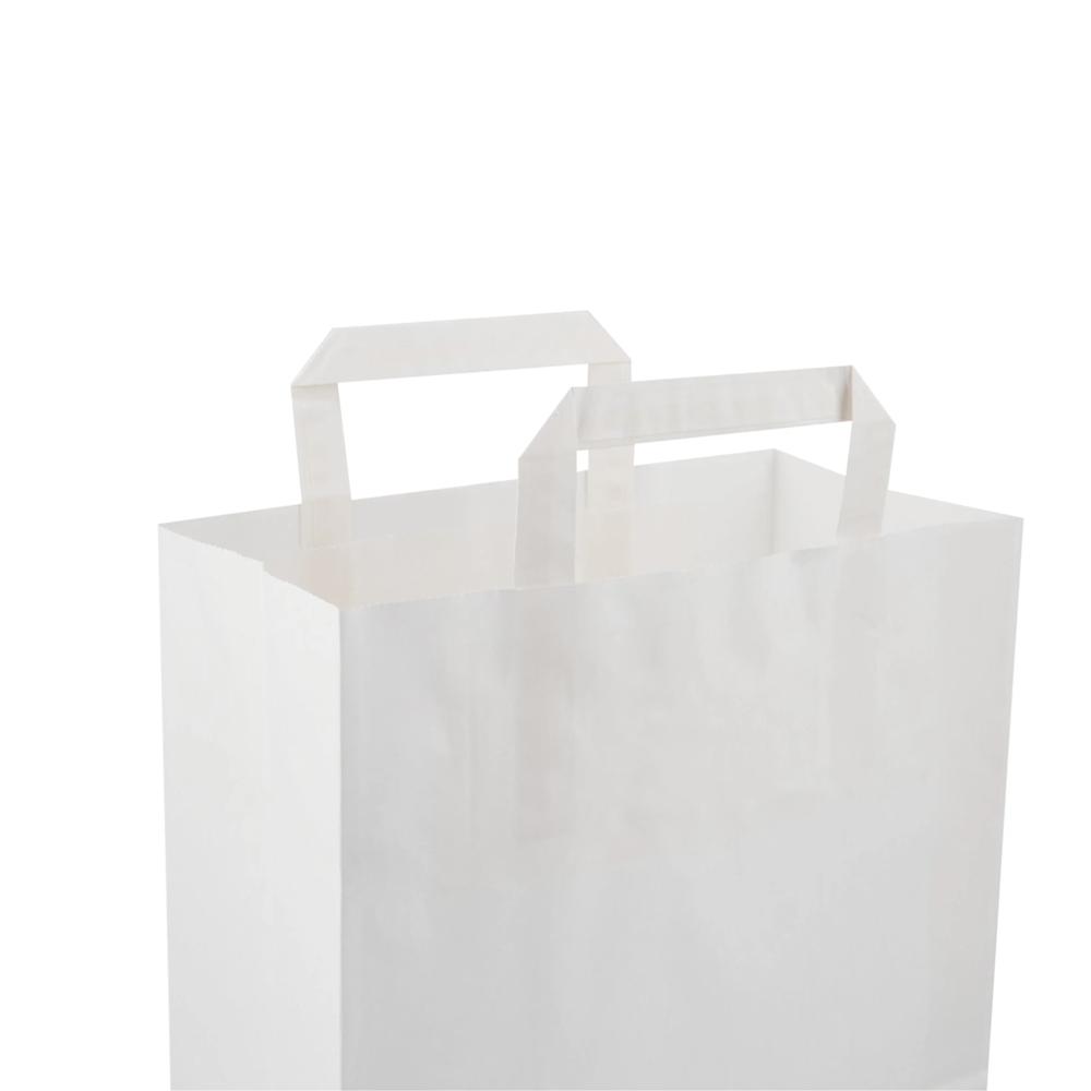 Hotpack White Flat Handle Paper Bag, PFH - 1 (240 X 140 X 250 mm, 500 Nos)