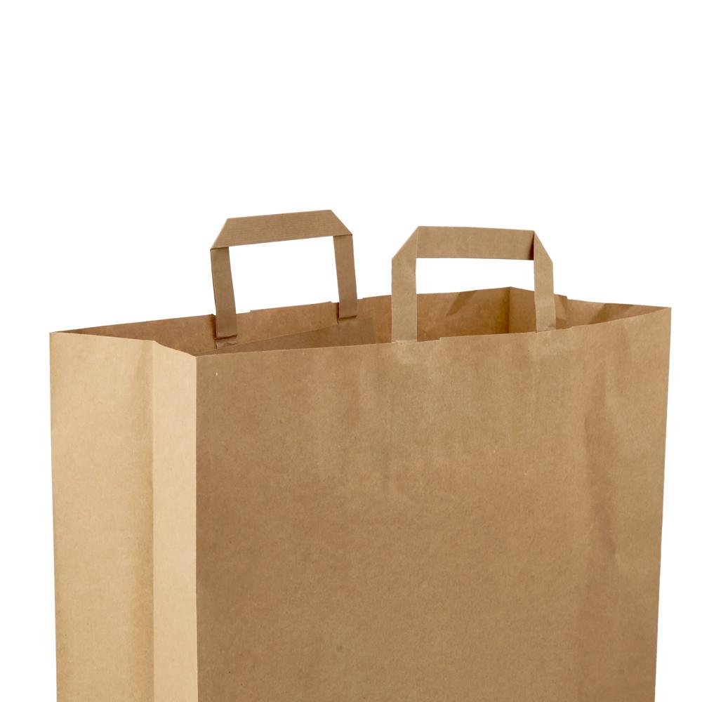 180X120X200Mm Hotpack Kraft Brown Flat Handle Paper Bag - Max Load: 5 Kg  Kilograms (Kg)