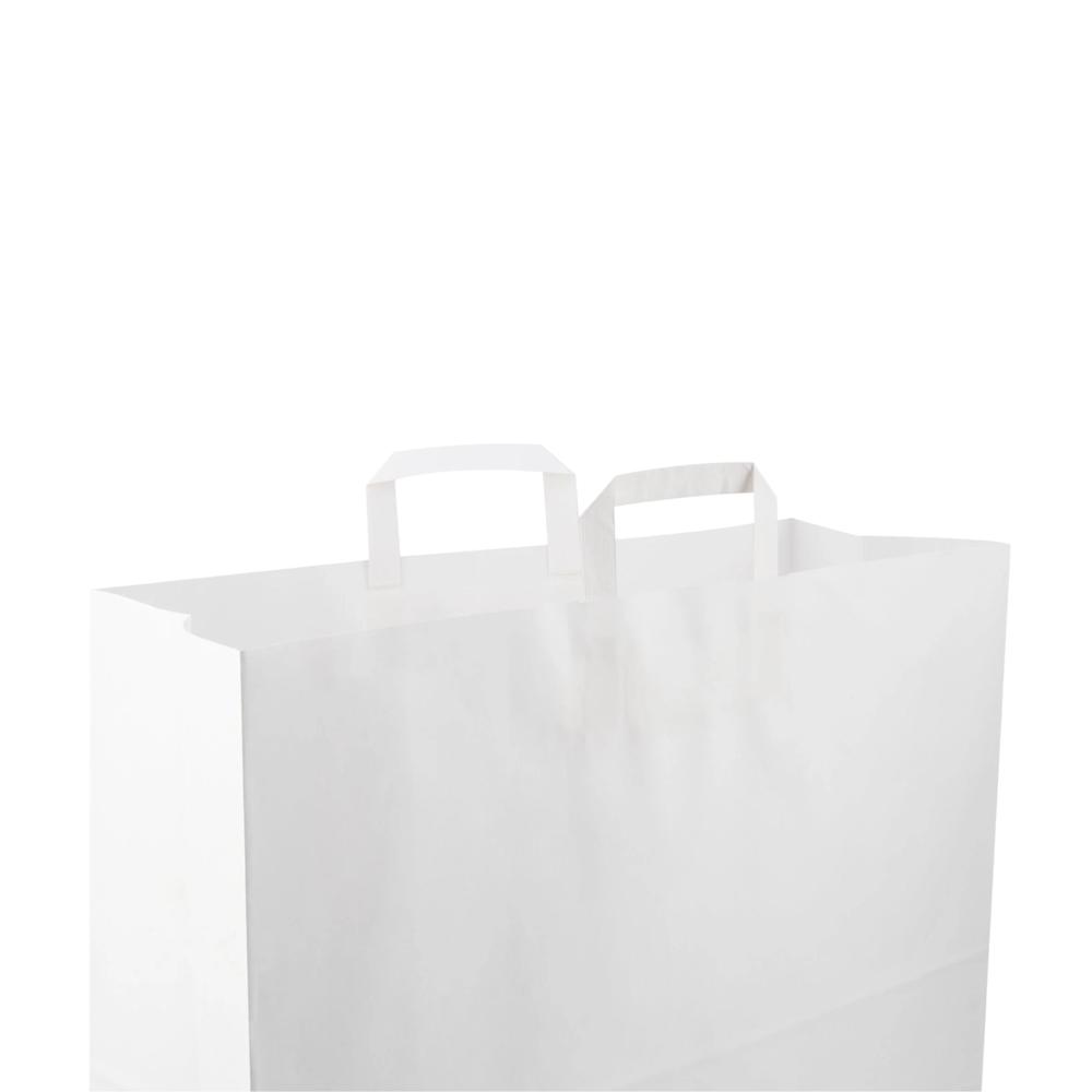 180X120X200Mm Hotpack White Flat Handle Paper Bag - Max Load: 5 Kg  Kilograms (Kg)