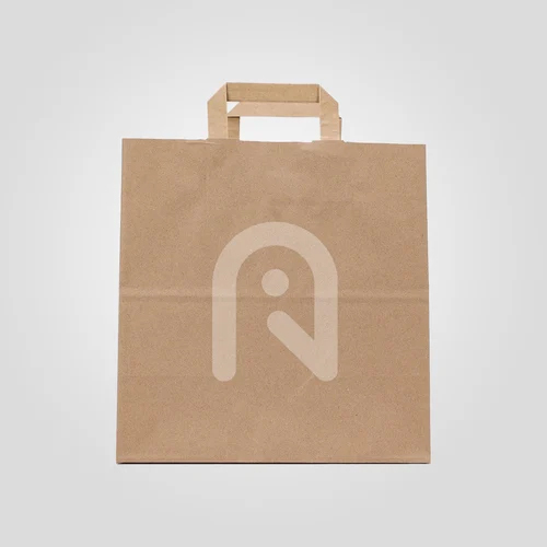 320X180X240Mm Hotpack Kraft Brown Flat Handle Paper Bag - Max Load: 5 Kg  Kilograms (Kg)