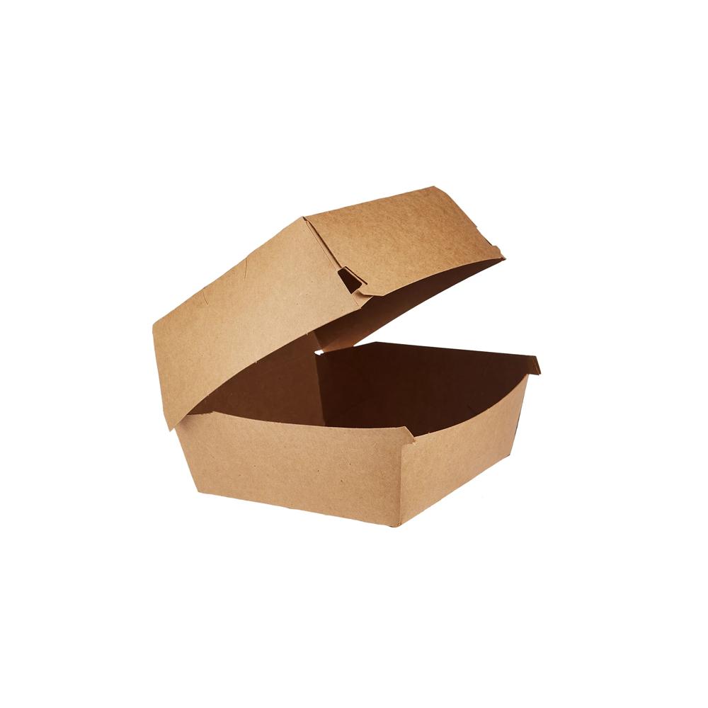 Kraft Paper Burger Clam - Regular (10.6 x 10.6 x 6.9 cm, 1000 Nos)