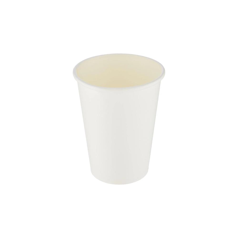 250Ml 12 Oz Heavy Duty Single Wall Paper Cup - Color: White