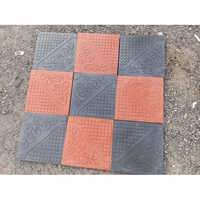 Square Modular Tile - Cement Material, 600x600 Mm Size, Black And Red/pink Color | Plain Design For Exterior Floor Applications