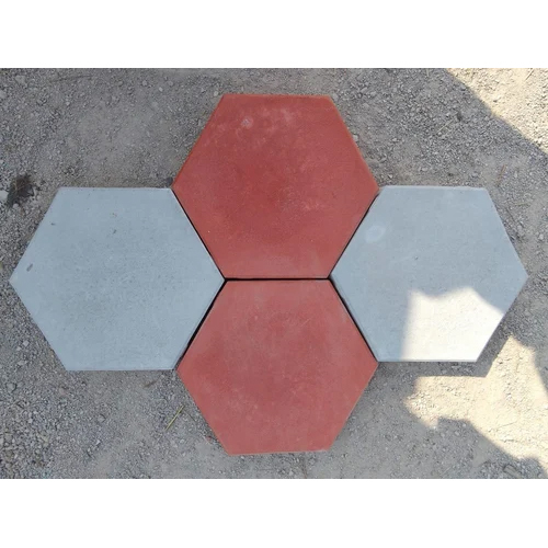 Concrete Hexagonal Paver Block - Color: Red And White