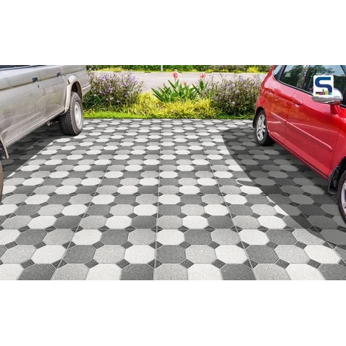 Carving Parking Tiles Installation - Color: Grays