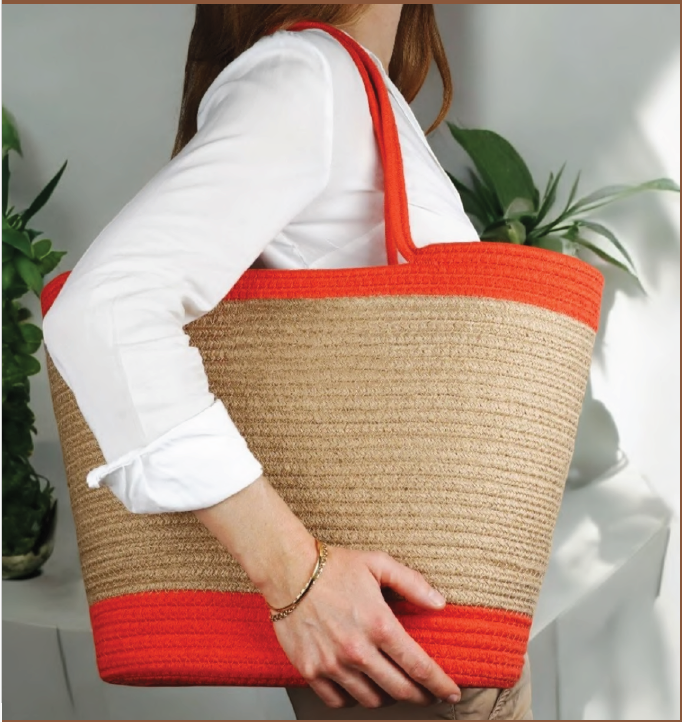 Jute Tote Bag For Laptop - Color: Natural And Orange