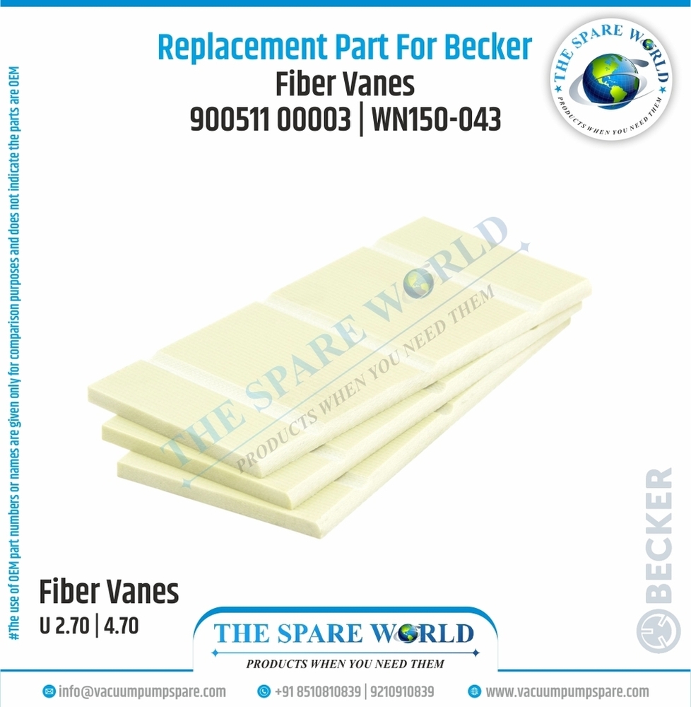 Vane Set For Becker Vacuum Pump - Glass Fiber, 100x40x4mm, Yellow Green, G11 Chemical Grade, 3 Pieces per Set