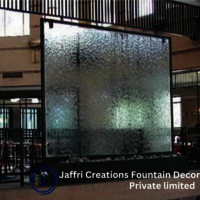Water Glass Fountain - Stainless Steel, 10 Feet Height X 4 Feet Width, L.e.d. Lights Integration, Waterproof Electrical Wiring, Submersible Pump Starter