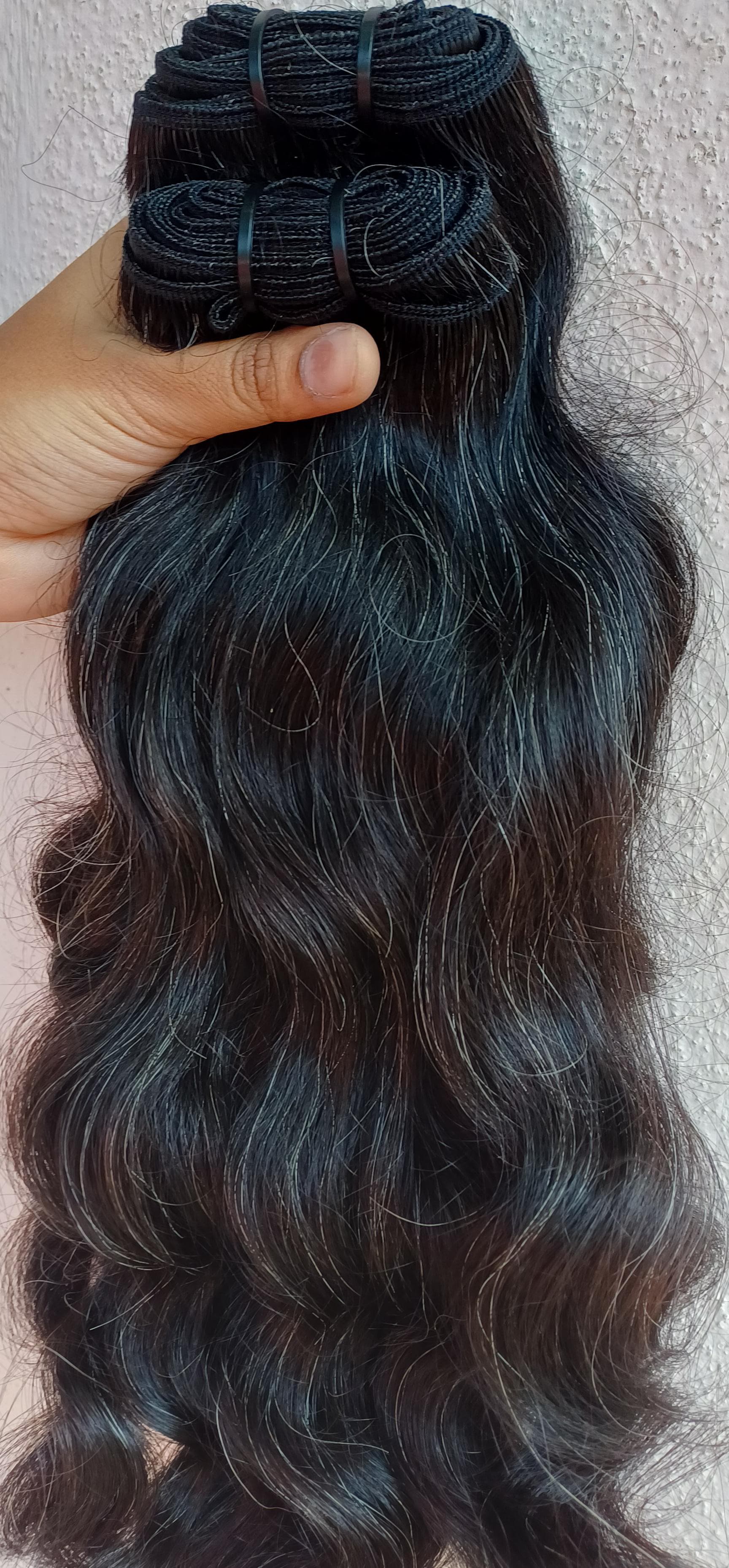 5% Salt and Pepper Wavy Human Hair Extension