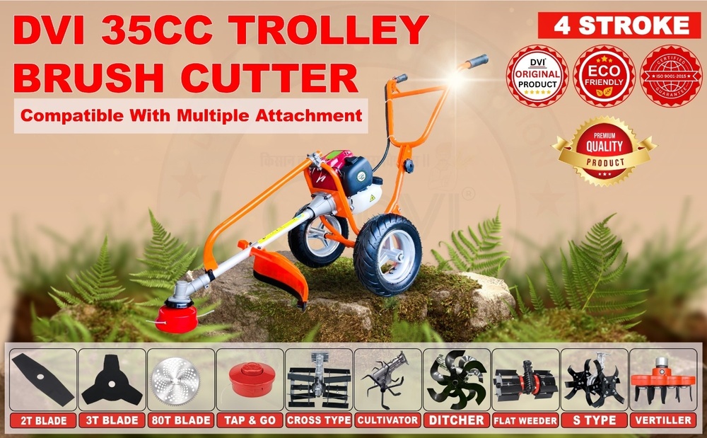 Trolley Grass Cutter Machine With Wheel Trolley Brush Cutter