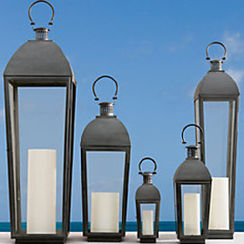Weather Zinc Finish Metal Lantern
