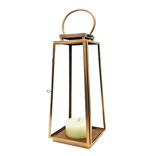 Metal Lantern - Glass and Metal Construction, Various Sizes and Colors, Energy-Saving Light Source, Modern Style with Elegant Brass Finish