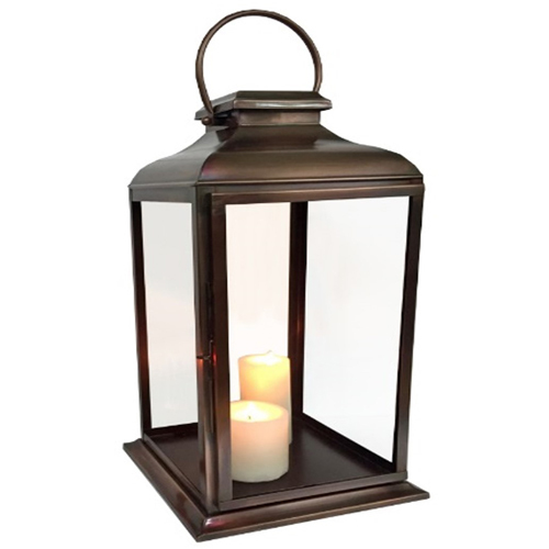 Metal Lantern With Bronze Finish