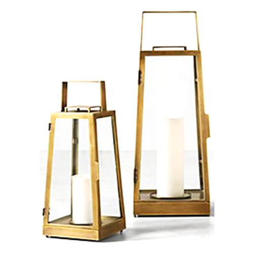 Metal Lantern With Brass Finish