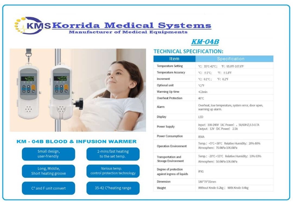 Fluid Warmer - 35-42â°c Temperature Range, 2500 Ml/min Flow Rate , Rapid Heating Technology, Digital Monitoring & Safety Alarms, Portable Design