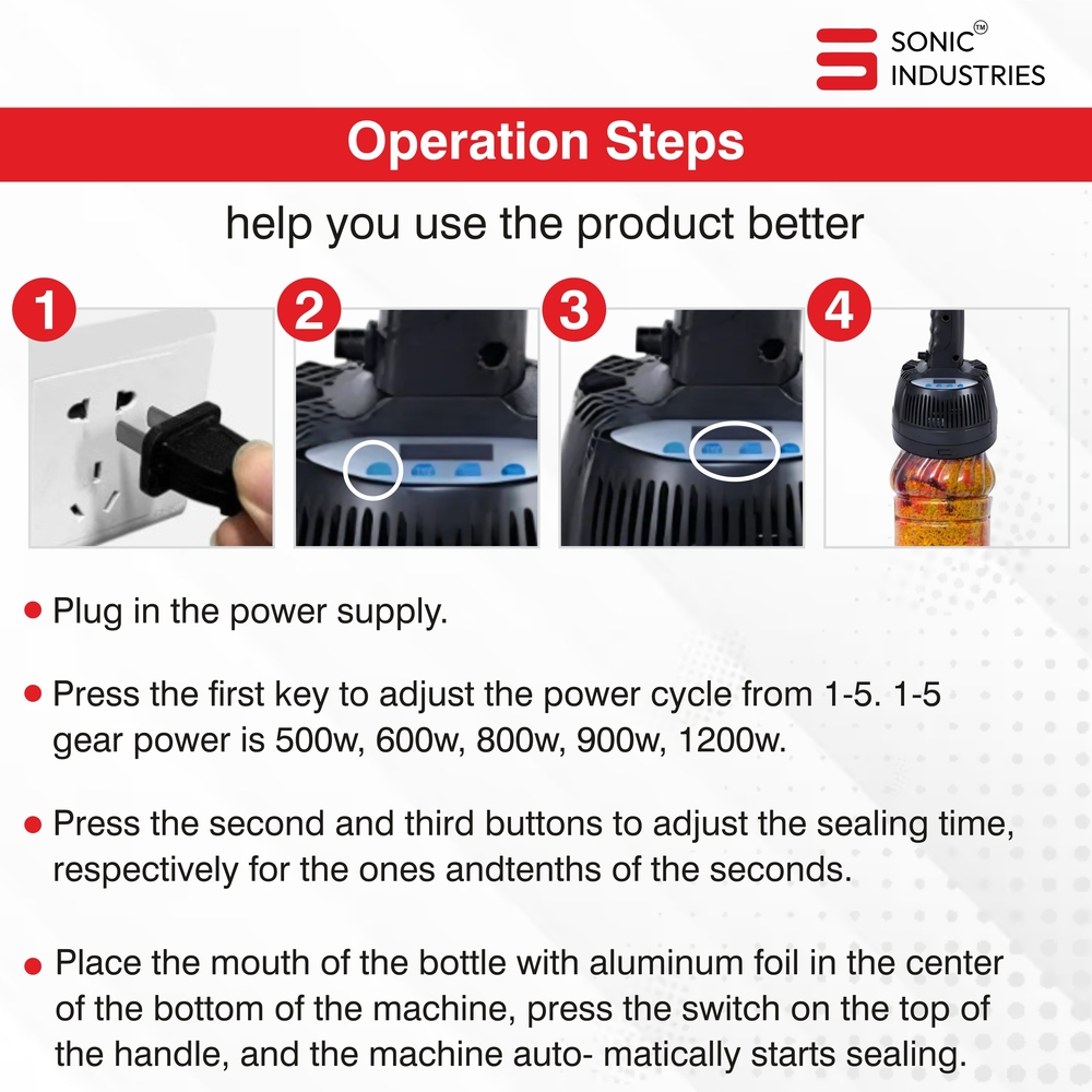 Sonic Industries 900A Handheld Electromagnetic Induction Sealer (20-100mm)