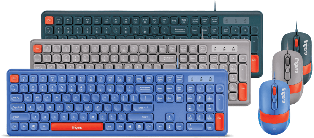 Fingers Velvet Keyboard And Mouse Combo C4 - Slim, Compact Design | Wireless/wired, 3-year Warranty, Multimedia Keys, 1000 Dpi Optical Mouse