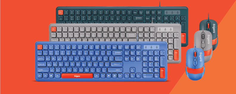 Fingers Velvet Keyboard And Mouse Combo C4 - Slim, Compact Design | Wireless/wired, 3-year Warranty, Multimedia Keys, 1000 Dpi Optical Mouse