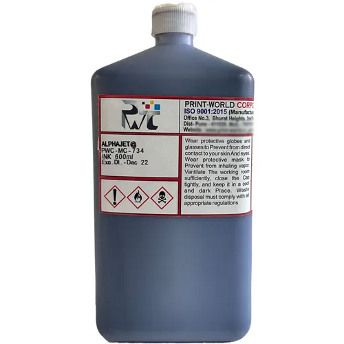 600 Ml Alphajet-Control-Print Cij Printer Ink - Color: Black