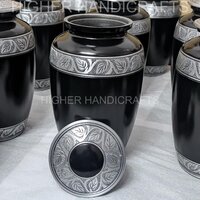 Classic Metal  Memorial Adult Cremation Urn for Ashes Black Funeral Urns Wholesale Supplies