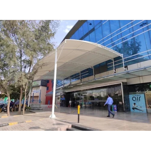 Tensile Entrance Structure - 0.05mm Waterproof Tensile Fabric, Elegant White Design for Commercial Enhancements