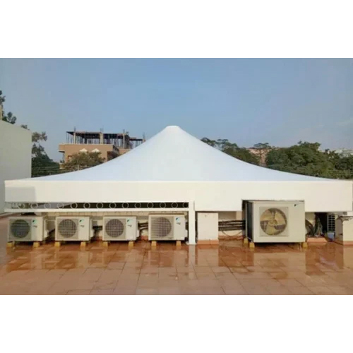 Conical Tensile Structure - Durable Tensile Fabric, Waterproof Feature, Customizable Thicknesses, Sleek White Design for Outdoor Parking Areas