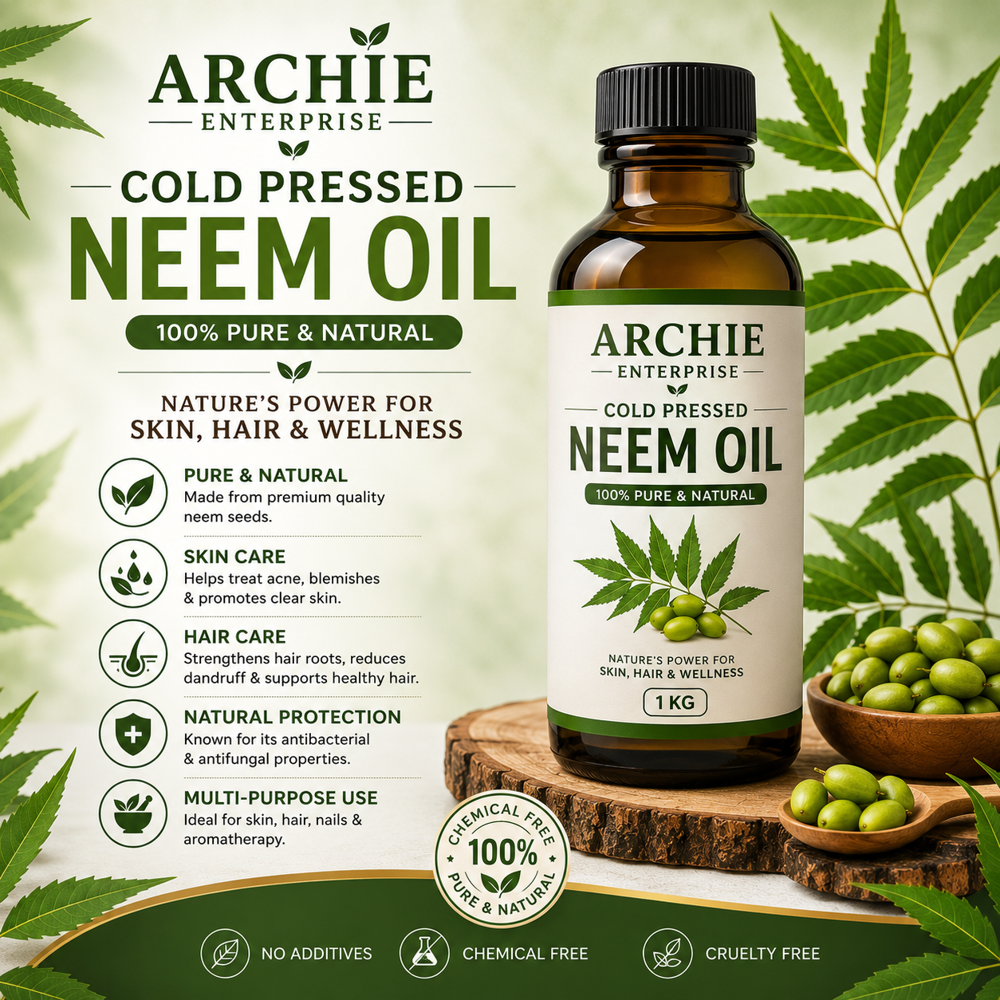 Neem Oil - Cold-Pressed, 5 Kg, Dark Green | 100% Natural, Antioxidant-Rich, Versatile for Skin & Hair Care, Eco-Friendly Packaging