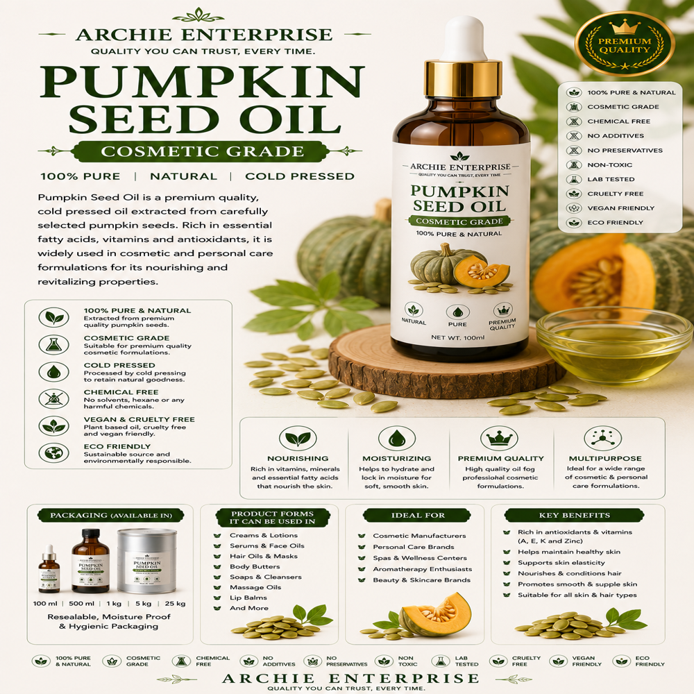 Pumpkin Seed Oil - 100% Natural Cold-Pressed | Deep Hydration, Anti-Aging, Scalp Nourishment, Immune Support, Multi-Purpose Use