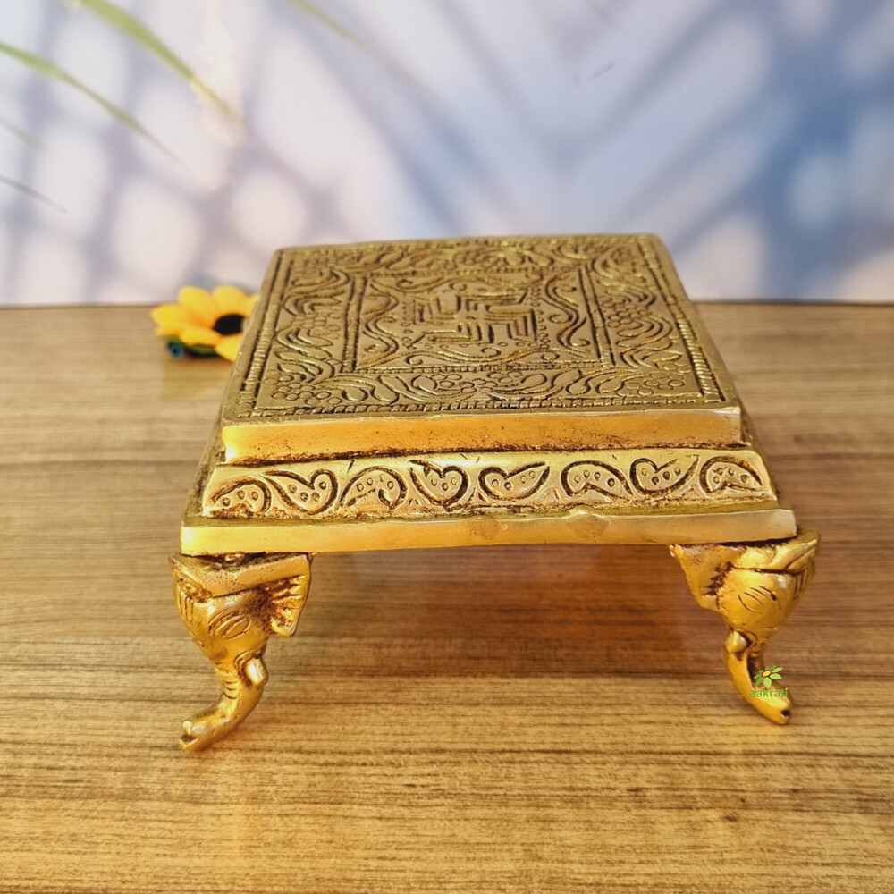 Aakrati Beautiful Brass Yellow Finish Brass Chowki - Shape: As Shown In Figure