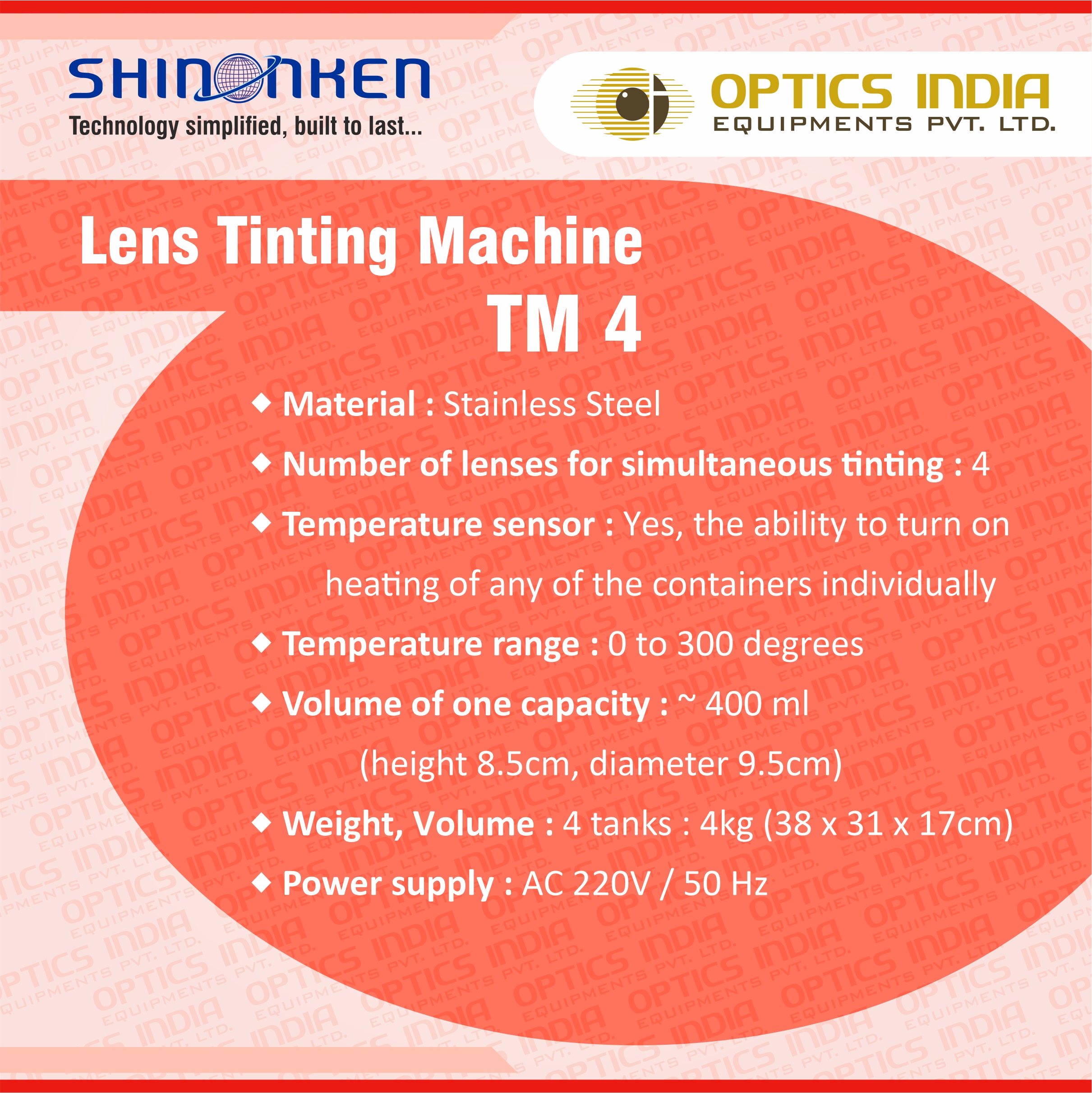 Semi-automatic Lens Tinting Machine - Color: White