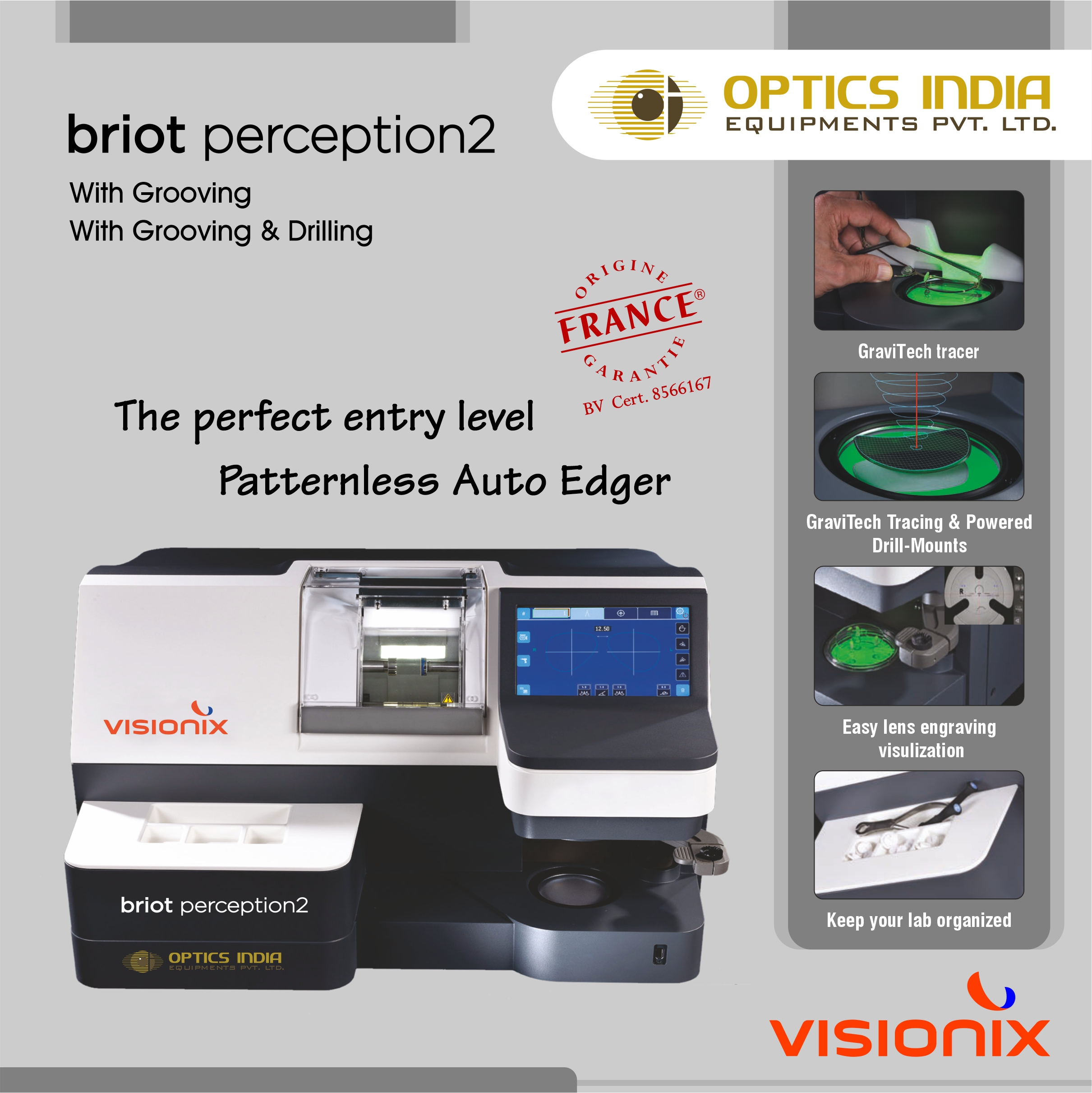 Optical Lens Patternless Edger - Color: White