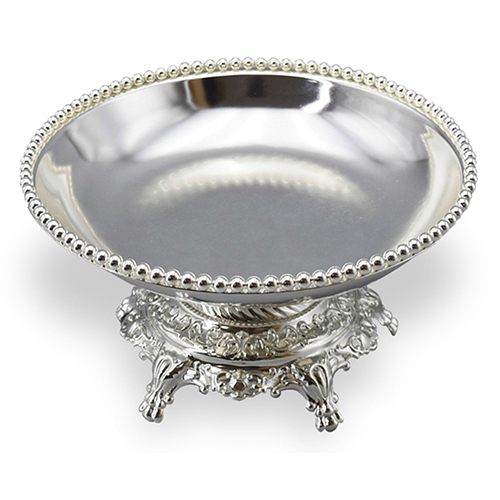 Silver Plated Centre Piece With Pearl Border - Material: Metal