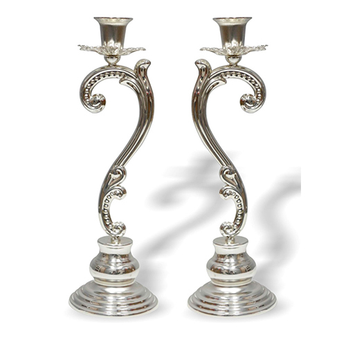 Silver Plated Pair Candle Stand - Material: Metal