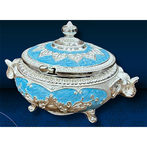 Silver Plated Blue Elephant Metal Candy Box - Size: Standard