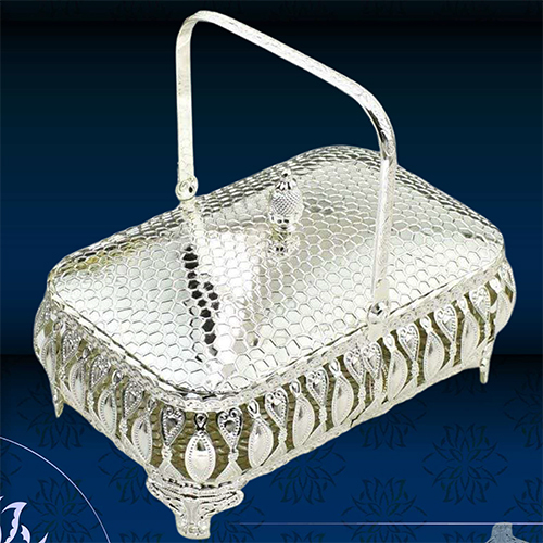 Silver Plated Dry Fruit Bowl W Lid Aand Handle - Material: Metal