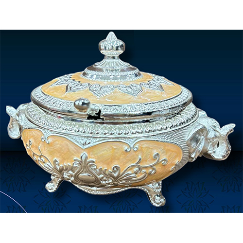 Silver Plated Peach Elephant Metal Candy Box - Size: Standard